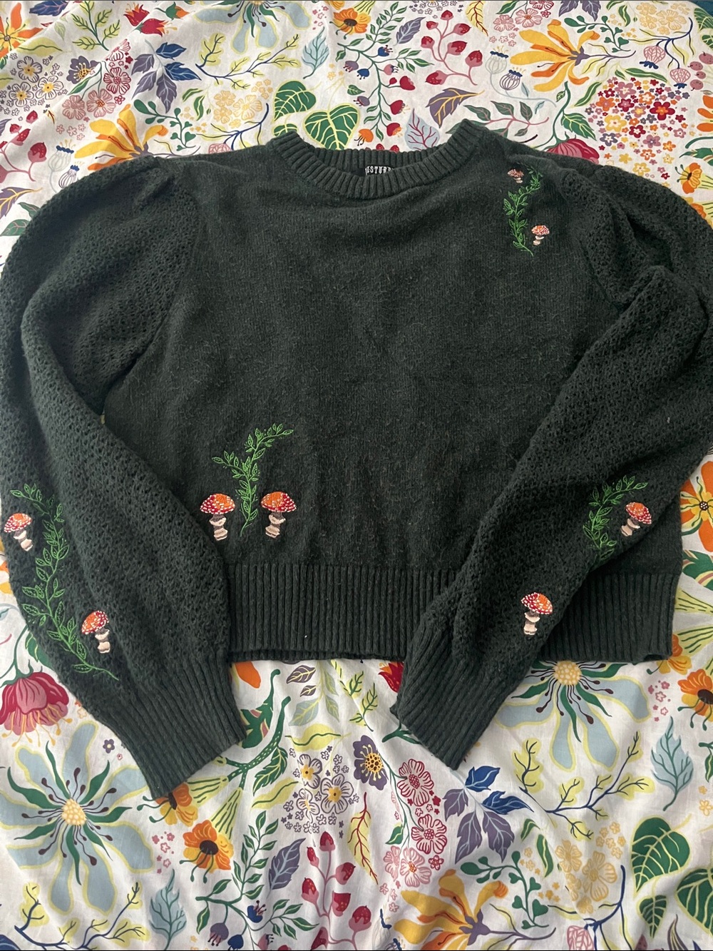 Disturbia Fable Mushroom Embroidered Sweater XL